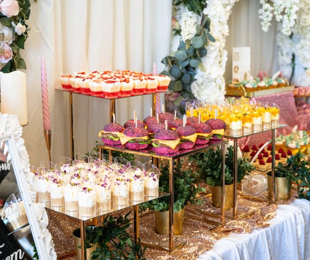 A table filled with appetisers. 